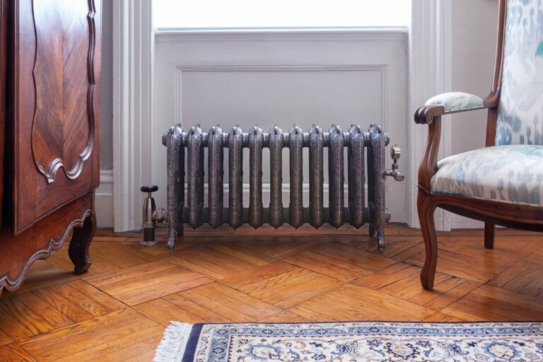 ornate cast iron radiator in West village manhattan new york